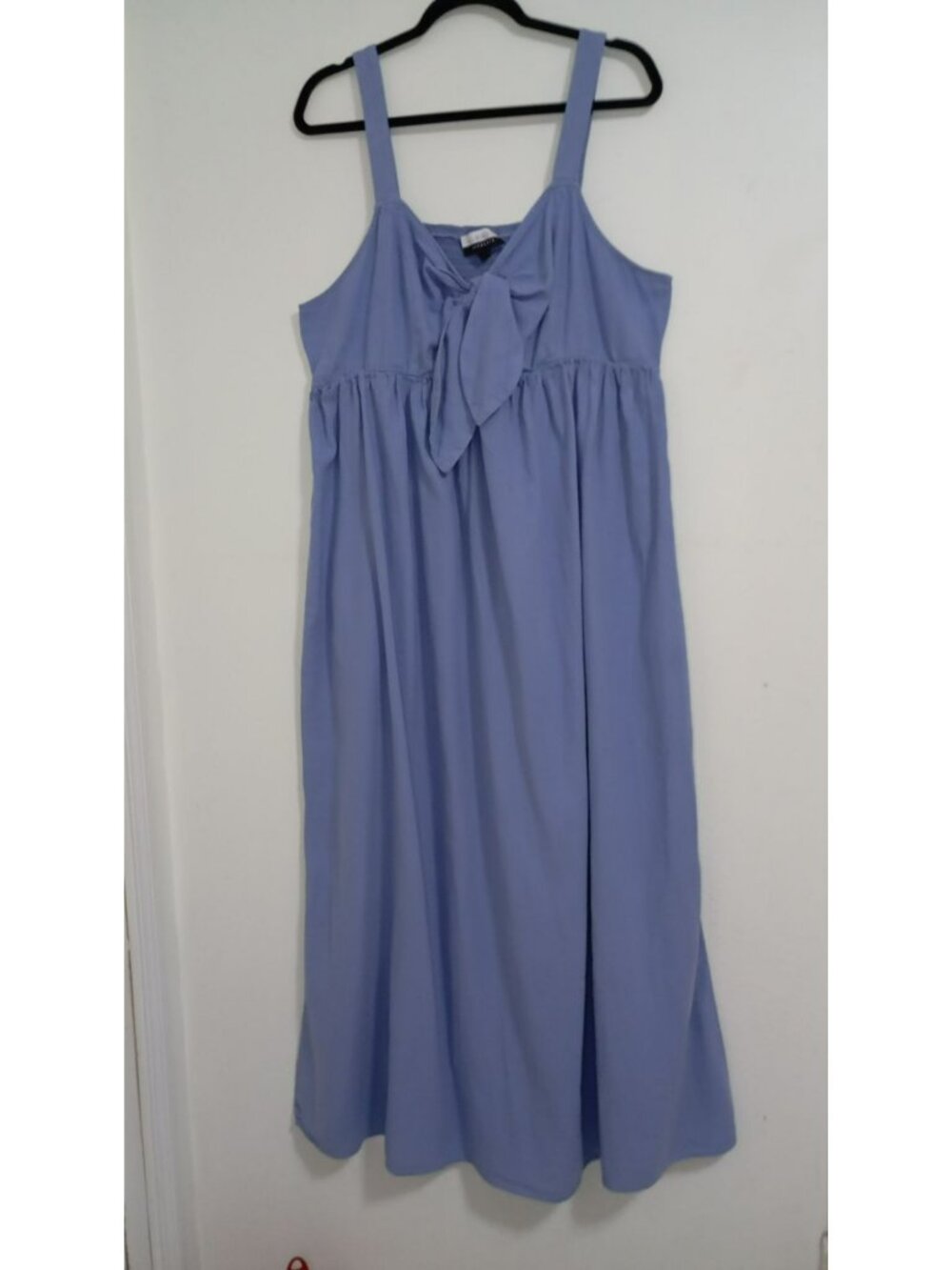 Eloquii Elements Midi Dress Blue Sleeveless With Tie Front Size 18 Linen blend